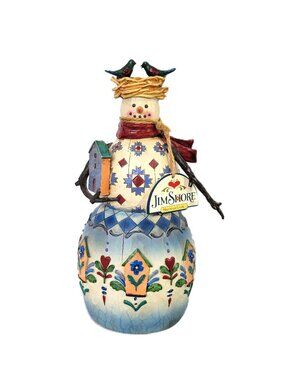 Jim Shore Heartwood Creek "Winter's Haven" Snowman Birdhouse Figurine 2003 READ